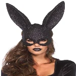 Блискуча маска кролика Leg Avenue Glitter masquerade rabbit mask Black - мініатюра 1