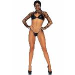 Комплект білизни Leg Avenue Bikini top, g-string & shrug One size Black, фетиш-болеро, ліф, стрінги - мініатюра 3
