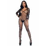 Бодістокінг Leg Avenue V Front Bodystocking One size Black, дрібна сітка, доступ - мініатюра 4