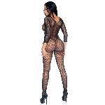 Бодістокінг Leg Avenue V Front Bodystocking One size Black, дрібна сітка, доступ - мініатюра 2