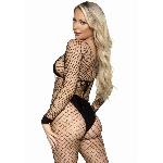 Бодістокінг у велику сітку Leg Avenue Long Sleeved Bodystocking One size Black, довгий рукав - мініатюра 2