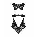 Мереживне боді Obsessive Donna Dream crotchless teddy XL/2XL Black, відкритий доступ - мініатюра 4