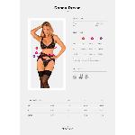 Комплект білизни Obsessive Donna Dream 3-pcs set XL/2XL Black, бюстгальтер, стрінги, пояс для панчіх - мініатюра 5
