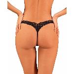 Мереживні стрінги Obsessive Donna Dream thong M/L Black, низька посадка - мініатюра 2