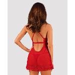 Прозора сорочка бебі-дол Obsessive Lacelove babydoll & thong M/L Red, мереживо, стрінги - мініатюра 2