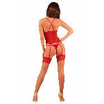 Прозорий корсет Obsessive Lacelove corset M/L Red, мереживо, підв’язки для панчіх - мініатюра 2
