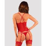 Прозорий корсет Obsessive Lacelove corset XL/2XL Red, мереживо, підв’язки для панчіх - мініатюра 7
