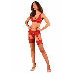 Комплект білизни Obsessive Lacelove cupless 3-pcs set M/L Red, бюстгальтер, стрінги, пояс для панчіх - мініатюра 6