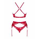 Комплект білизни Obsessive Lacelove cupless 3-pcs set M/L Red, бюстгальтер, стрінги, пояс для панчіх - мініатюра 4