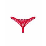 Мереживні стрінги Obsessive Lacelove thong XL/2XL Red, низька посадка - мініатюра 4