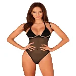 Прозоре боді Obsessive Selinne teddy XS/S Black, дрібна сітка, подвійні бретелі - мініатюра 1