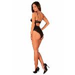 Прозоре боді Obsessive Selinne teddy XL/2XL Black, дрібна сітка, подвійні бретелі - мініатюра 7