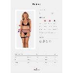Комплект білизни Obsessive Selinne 3-pcs set M/L Black, бюстгальтер, стрінги пояс для панчіх - мініатюра 5