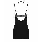 Сорочка Obsessive Selinne chemise & thong XS/S Black, стрінги, подвійні бретелі - мініатюра 4