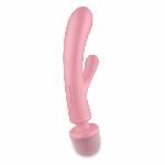 Вібратор-кролик з вібромасажером Satisfyer Triple Lover Pink, 3 мотори - мініатюра 4