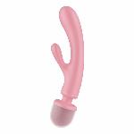 Вібратор-кролик з вібромасажером Satisfyer Triple Lover Pink, 3 мотори - мініатюра 2