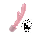 Вібратор-кролик з вібромасажером Satisfyer Triple Lover Pink, 3 мотори - мініатюра 1