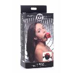Кляп з трояндою Master Series: Eye-Catching Ball Gag With Rose, чорно-червоний - мініатюра 8