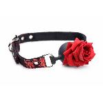 Кляп з трояндою Master Series: Eye-Catching Ball Gag With Rose, чорно-червоний - мініатюра 2
