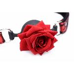 Кляп з трояндою Master Series: Eye-Catching Ball Gag With Rose, чорно-червоний - мініатюра 3