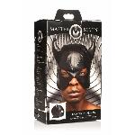 Маска з рогами Master Series: Dungeon Demon Bondage Mask with Horns, чорна - мініатюра 9