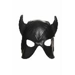 Маска з рогами Master Series: Dungeon Demon Bondage Mask with Horns, чорна - мініатюра 2