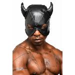 Маска з рогами Master Series: Dungeon Demon Bondage Mask with Horns, чорна - мініатюра 10