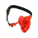 Силіконовий кляп з трояндою Master Series: Blossom Silicone Rose Gag – Red - мініатюра 1