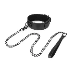 Нашийник з повідцем Bedroom Fantasies: Faux Leather Collar & Chain - мініатюра 1