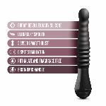 Пульсатор Blush Temptasia – Lazarus Thrusting Dildo – Black, ребристий стовбур, 3 швидкості - мініатюра 2