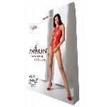 Бодістокінг з імітацією корсетної шнурівки Passion BS094 One Size, red, квітковий візерунок, з досту - мініатюра 6
