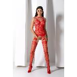 Бодістокінг з безліччю бретелей Passion BS095 One Size, red, імітація пояса та панчіх, з доступом - мініатюра 8