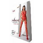 Бодістокінг з безліччю бретелей Passion BS095 One Size, red, імітація пояса та панчіх, з доступом - мініатюра 6