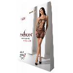 Ажурна мінісукня на тонких бретелях Passion BS096 One Size, black, плетіння на грудях - мініатюра 6