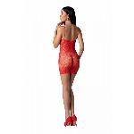 Ажурна мінісукня на тонких бретелях Passion BS096 One Size, red, плетіння на грудях - мініатюра 2