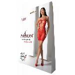 Ажурна мінісукня на тонких бретелях Passion BS096 One Size, red, плетіння на грудях - мініатюра 6