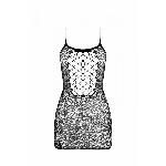 Ажурна мінісукня на тонких бретелях Passion BS096 One Size, white, плетіння на грудях - мініатюра 3