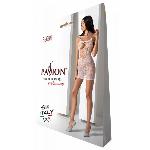 Ажурна мінісукня на тонких бретелях Passion BS096 One Size, white, плетіння на грудях - мініатюра 6