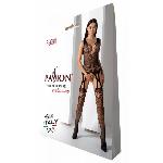 Бодістокінг з плетінням на грудях Passion BS099 One Size, black, відкритий доступ,імітація підв’язок - мініатюра 6