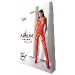 Бодістокінг з плетінням на грудях Passion BS099 One Size, red, відкритий доступ, імітація підв’язок - мініатюра 6