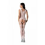 Бодістокінг з плетінням на грудях Passion BS099 One Size, white, відкритий доступ, імітація підв’язо - мініатюра 2