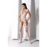 Бодістокінг з плетінням на грудях Passion BS099 One Size, white, відкритий доступ, імітація підв’язо - мініатюра 8