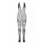 Бодістокінг з плетінням на животику Passion BS100 One Size, black, декоративний шов, з доступом - мініатюра 3