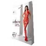 Бодістокінг з плетінням на животику Passion BS100 One Size, red, декоративний шов, з доступом - мініатюра 6