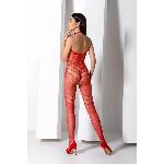 Бодістокінг з плетінням на животику Passion BS100 One Size, red, декоративний шов, з доступом - мініатюра 9