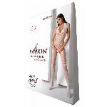 Бодістокінг з плетінням на животику Passion BS100 One Size, white, декоративний шов, з доступом - мініатюра 6