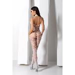 Бодістокінг з плетінням на животику Passion BS100 One Size, white, декоративний шов, з доступом - мініатюра 9