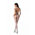 Бодістокінг з плетінням на животику Passion BS100 One Size, white, декоративний шов, з доступом - мініатюра 2