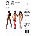 Еротичні колготки-бодістокінг з ажурним поясом Passion S027 One Size, white, відкритий доступ - мініатюра 5