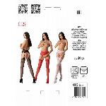 Еротичні ажурні колготки-бодістокінг Passion S029 One Size, white, пояс та панчохи, з доступом - мініатюра 5
